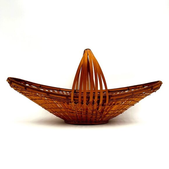 Large Woven Bamboo Easter Basket With Handle  - Rustic Farmhouse Decorative Cent - Picture 14 of 16